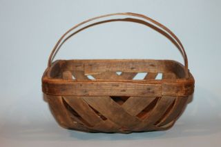 12” Old Antique Gathering Basket Tobacco Farmhouse Wood Handle
