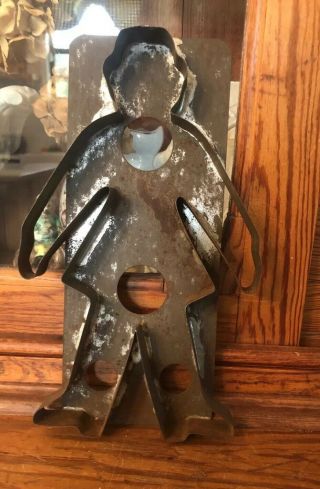 Antique Large Vintage Primitive Tin Cookie Cutter Man