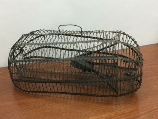 Antique Vtg Lg Metal Wire Mouse Rat Rodent Trap Cage Primitive Rustic Folk Art