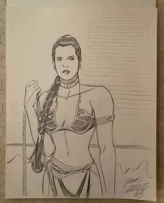 Chris Sprouse Art,  Slave Leia,  Star Wars,  Pencil,  11x14