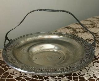 Vintage Watson Sterling Silver Reticulated Pierced Basket With Handle Round 8 "
