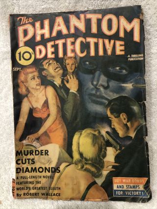Phantom Detective Pulp Sept 1942 10 Cents Vintage Wwii Era