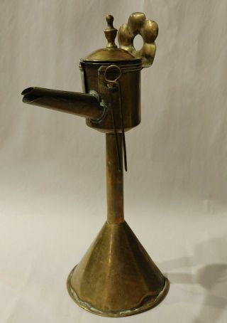 Unusual Antique Primitive Brass Betty Whale Oil Lamp Vtg Old