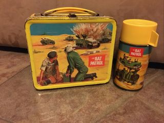 Vintage 1967 The Rat Patrol Metal Lunch With Thermos