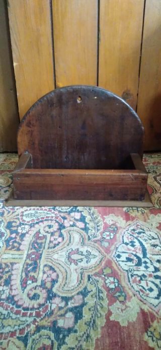 Early 19th C Handmade Antique Wood Primitive Candle Wall Box Sq.  Nails 13.  5 "