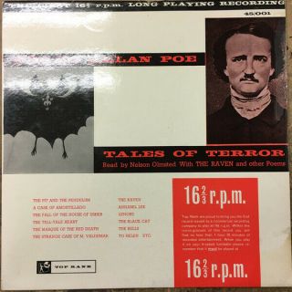 Edgar Allen Poe Tales Of Terror Rare 1959 Uk Top Rank Vanguard Vinyl Lp 45/001