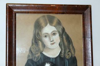 A GREAT 19TH C PASTEL/PAPER PORTRAIT OF A YOUNG GIRL AND HER DOG CIRCA 1853 2