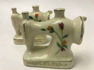 Ceramic Handpainted Salt And Pepper Shakers Sewing Machine Marked Japan