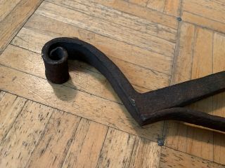 18th Century Hand Forged Iron Boot Scraper W Great Blacksmith Curl & Spiked Bar 2