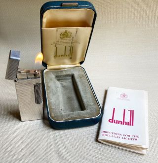 Vintage Dunhill Rollagas Lighter Silver - Plated,  Made In Switzerland (ar3832)