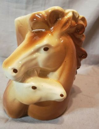 Vintage Horse Head Mare & Foal Ceramic Planter Vase Succulent Planter