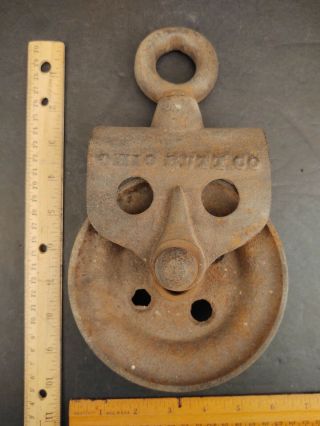 Antique Primitive Steampunk Cast Iron Industrial Pulley Ohio Butt Co