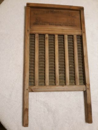 Antique National Washboard Co.  No 801 / Made In Usa Chicago,  Saginaw,  Memphis