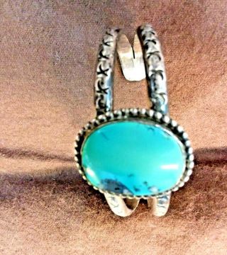 Vintage American Indian Navajo Sterling Silver Turquoise Cuff Bracelet 2