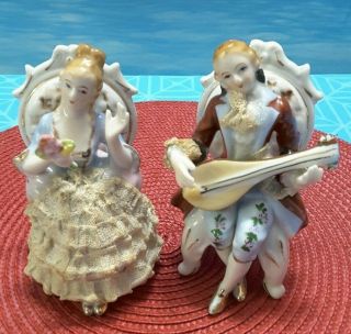 Vintage Victorian Porcelain Man And Woman Figurines From 1950