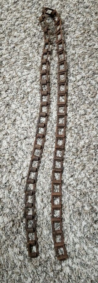 Rusty Square Link Chain Primitive Farm Industrial Metal Welding Art (50 " Long)