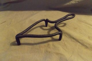 Primitive Antique Late 18th Early 19th C Hand Wrought Iron Footed Trivet 9 "