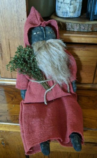 Primitive Christmas Santa Claus Shelf Sitter Doll Handmade 2