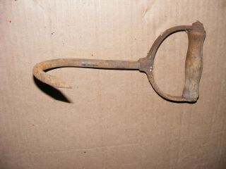 Vintage Antique Hay Straw Bale Hook Meat Ice Grapple Rustic Iron Farm Tool