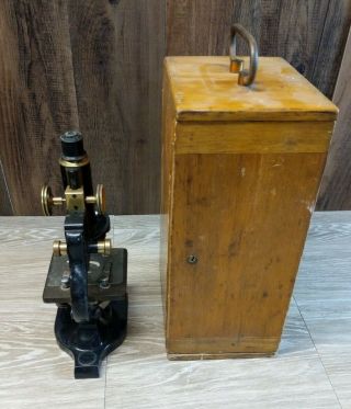 Vintage Spencer Lens Co Microscope With Wooden Case