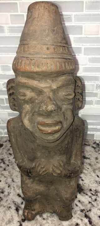 Pre Columbian Mexico Maya Pottery Man Figure Mayan Take A Look 10.  5”