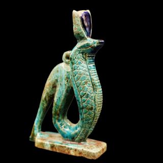 Rare Antique Egyptian Faience Nehebkau Snake God Amulet Figurine.  Very Unique