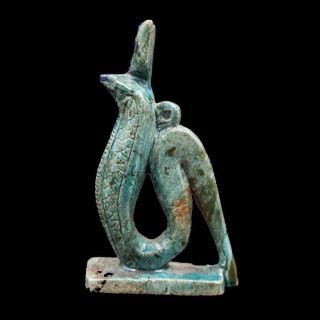 Rare Antique Egyptian Faience Nehebkau Snake GOD Amulet Figurine.  VERY UNIQUE 2