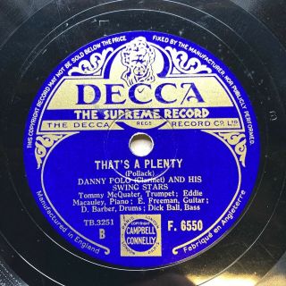 Danny Polo & His Swing Stars - ‘blue Murder/ That’s A Plenty’ Decca F6550 E,