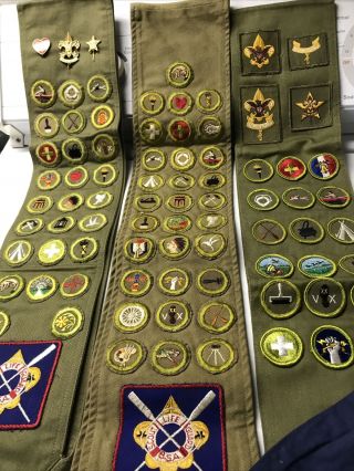 Boy Scout Sashes With Tons Merit Badges/pins
