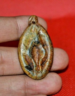 Rare Ancient Roman Bronze Phallic Amulet Phallus Pendant - Circa 2nd Century Ad
