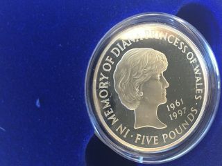 1999 Royal Lady Diana £5 Five Pound Silver Proof Coin Box