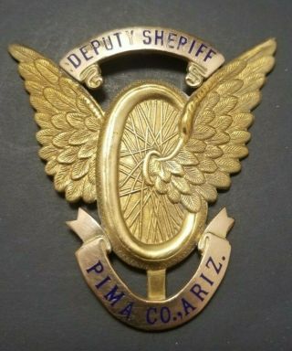 Vintage & Obsolete Pima County Arizona Sheriff / Police Motorcycle Helmet Badge