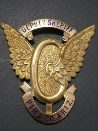 Vintage & Obsolete Pima County Arizona Sheriff / Police Motorcycle Helmet Badge 2