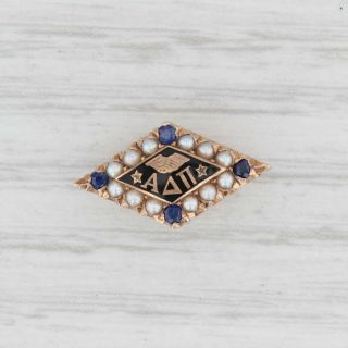 Alpha Delta Pi Badge 10k Gold Pearls Sapphire Sorority Pin Greek Society