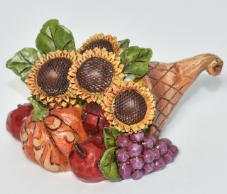 Jim Shore For Enesco Heartwood Creek Mini Cornucopia With Sunflowers Figurine