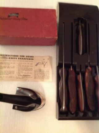 Vintage Cutco Knife Set.  Brown Handle 20 21 22 23 26 28 & Sharpener