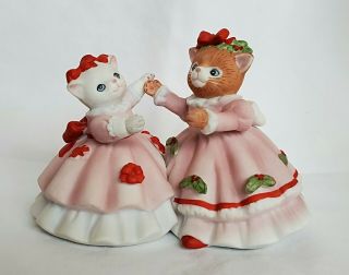 Very Rare Schmid Kitty Cucumber 1993 " Ginger & Muffin - Holiday Waltz " Figurine