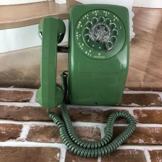 Vintage Gte Automatic Electric Green Wall Mounted Rotary Telephone June 1977