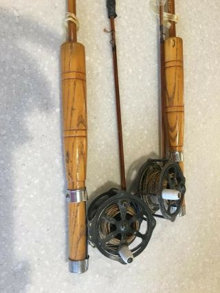 2 Vintage Horrocks Ibbotson 2 Piece Meteor Bamboo Fly Rods 7 