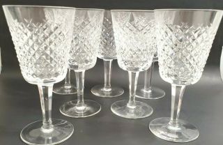 Vintage Waterford Crystal Alana 7 Water Goblets Glasses 7”