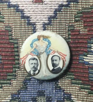 1904 Teddy Theodore Roosevelt Fairbanks Political Campaign Celluloid Button