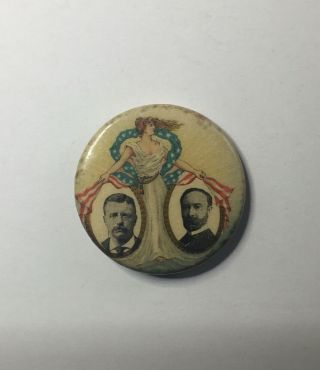 1904 Teddy Theodore Roosevelt Fairbanks Political Campaign Celluloid Button 3