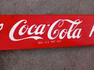 Vintage Antique Coca Cola Porcelain Door Push Bar Sign (Scarce) 32 inch 2