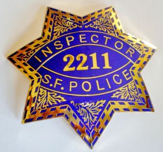 Full 3 ".  San Francisco Police Inspector Badge Clint Eastwood Dirty Harry Tv Prop