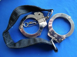 Antique Vintage Hiatt England Prison Police Restraints Handcuffs Leg Irons W Key