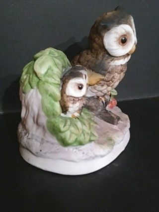 Vintage Homco Ceramic Owls Mom With Babies ' d 1298 3