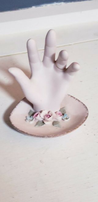 Vintage Lefton China Hand Porcelain Ring Holder 1444