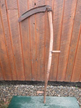 Vintage Antique 57 " Long Scythe Hay Grain Sickle Farm Tool Blade Is 16 " Long