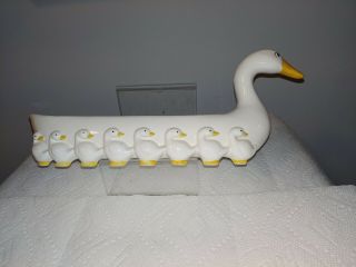 Fitz And Floyd Duck Ducklings Goose Geese Cheese Cracker Dish Serving Tray 1981