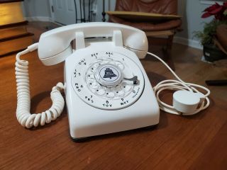 White Rotary Desk Phone Vintage Western Electric 500 Bell System Telephone